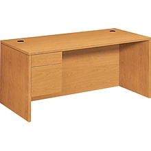 HON® 10500 Series Left Pedestal Desk 66W, Harvest, 29 1/2H x 66W x 30D