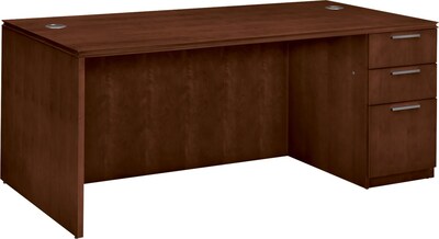 HON® Arrive Wood Veneer Base Single Right Pedestal Desk, 29 1/2H x 72W, Shaker Cherry