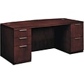 HON® Arrive Wood Veneer Base Bow Front Double Pedestal Desk, 29 1/2H x 72W, Shaker Cherry