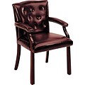 HON® Traditional Wood Seating 6540 Glove-Soft Vinyl Guest Arm Chair, Oxblood