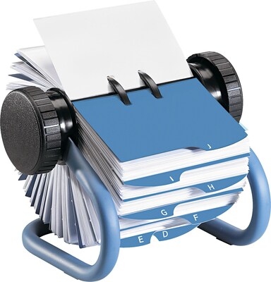 Rolodex™ 6-7/8D Open Rotary Business Card File With 24 Guides, Blue