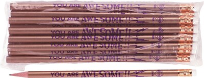 Moon Products Woodcase Pencil, HB-Soft, No. 2 Lead, Gold Barrel, You Are Awesome, 12/Pack