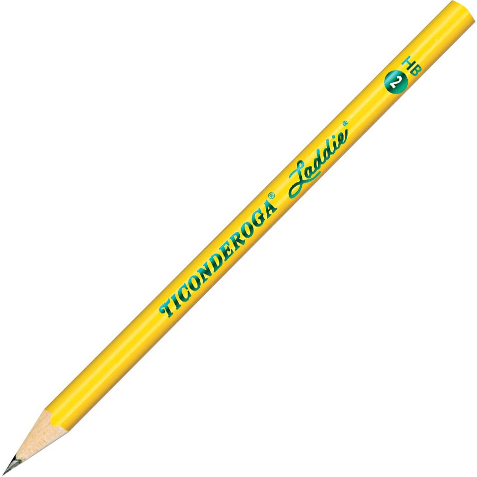 Dixon Ticonderoga Laddie Woodcase Pencil without Eraser, Yellow, No. 2 Soft Lead, Dozen (13040)