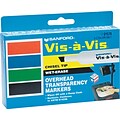 Expo Vis-a-Vis Wet Erase Markers, Chisel Tip, Assorted, 4/pk (1574)