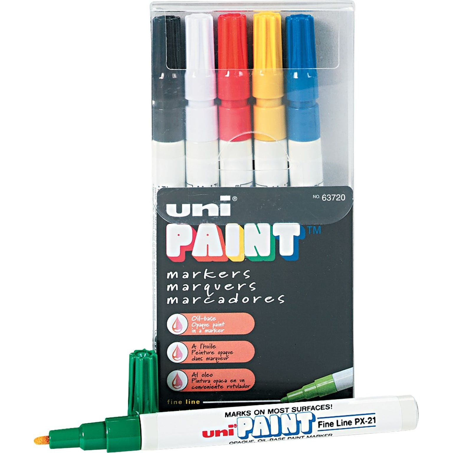 Sanford Oil Base Paint Markers, Fine Point, Assorted Colors, 6/Pk