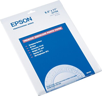 Epson Glossy Photo Paper, 8.5 x 11, 20/Pack (S041331)