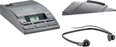 Philips® 720-T Desktop Analog Mini Cassette Transcriber Dictation System With Foot Control, Black
