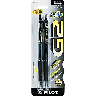 5-Pack Black Ink Fine Point PILOT G2 Premium Refillable & Retractable Rolling Ball Gel Pens 31078 - 2 Pack 