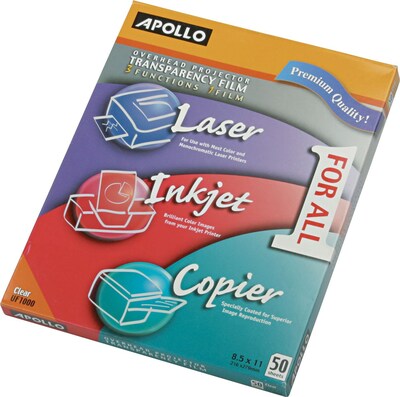 Apollo® Multipurpose Transparency Film; Clear; 8 1/2(W) x 11(H); 50/Box
