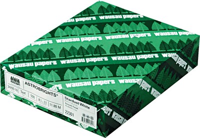 Wausau Paper Astrobrights Colored Paper, 8.5" x 11", 24 lb., Stardust White, Rm