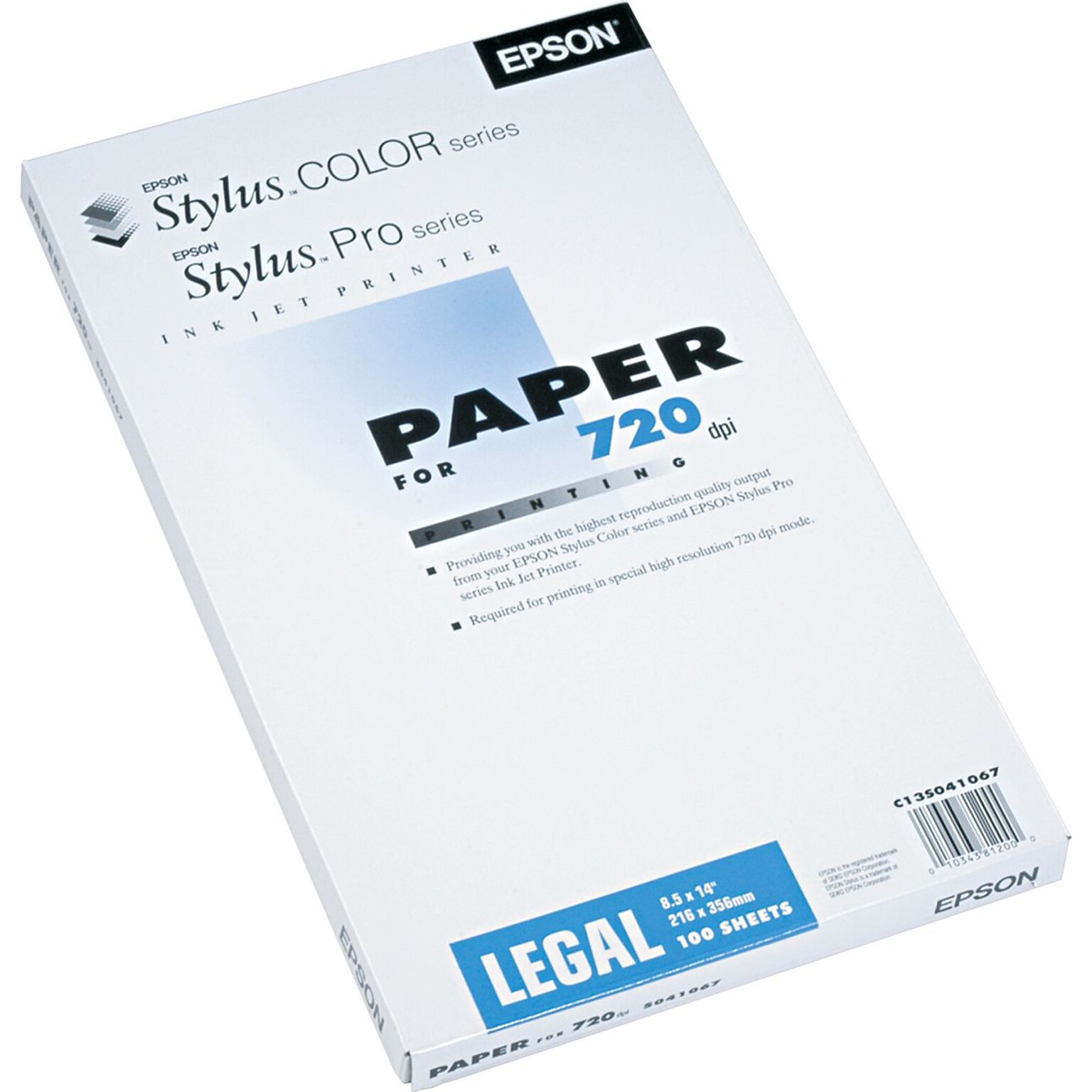 Epson Stylus Color Pro Matte Presentation Paper, 8.5 x 14, 100 Sheets/Pack (S041067)