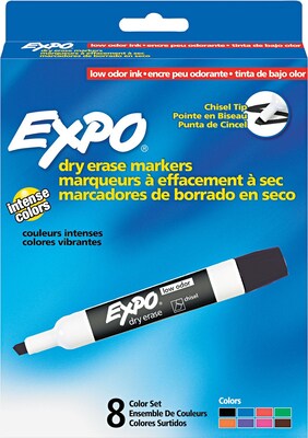 EXPO® Low Odor Dry Erase Marker; Chisel Tip; Assorted; 8/Set