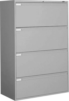 Global 9300P Series Business-Plus Lateral File Cabinet, Ltr/Lgl, 4-Drawer, Light Grey, 18"D, 36"W