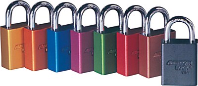 American Lock® Safety Rectangular Padlocks, 5 Pin, Aluminum, Blue, Keyed Different