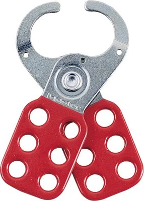 Master Lock® Safety Lockout Hasps, Steel, Red, 1-1/2 Jaw Diameter, Each