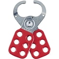 Master Lock® Safety Lockout Hasps, Steel, Red, 1-1/2 Jaw Diameter, Each