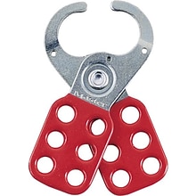 Master Lock® Safety Lockout Hasps, Steel, Red, 1-1/2 Jaw Diameter, Each