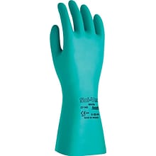 Ansell® Sol-Vex® Unsupported Nitrile Gloves, Straight Cuff, Size 10, Green, 12 Pair/Box