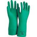 Ansell® Sol-Vex® Unsupported Nitrile Gloves, Flock Lined, Straight Cuff, Size 9, Green, 12 Pair/Box