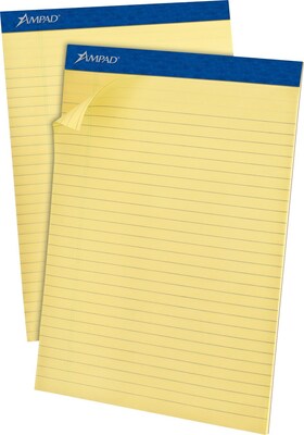 Ampad® Evidence® Ruled Pad 8.5 x 11.75, Wide Ruling, Canary, 50 Sheets/Pad, Recycled (20-270)