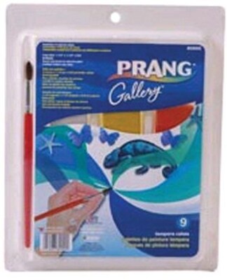 Prang Gallery Tempera Cake Set, 9 Colors with Brush (DIX80900)