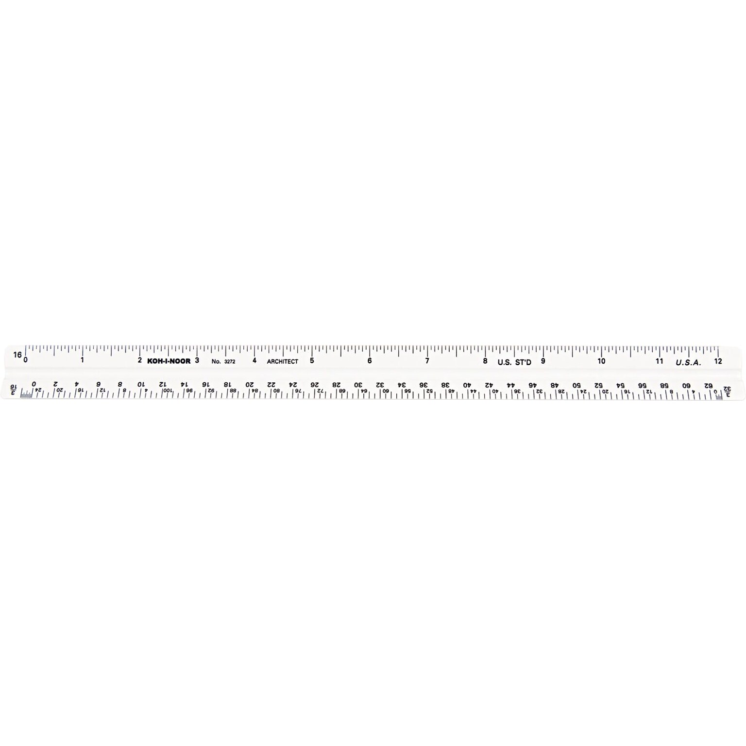 Koh-I-Noor Triangular Scale, Plastic, 12, Architectural Ruler, White (KOH3272BC)