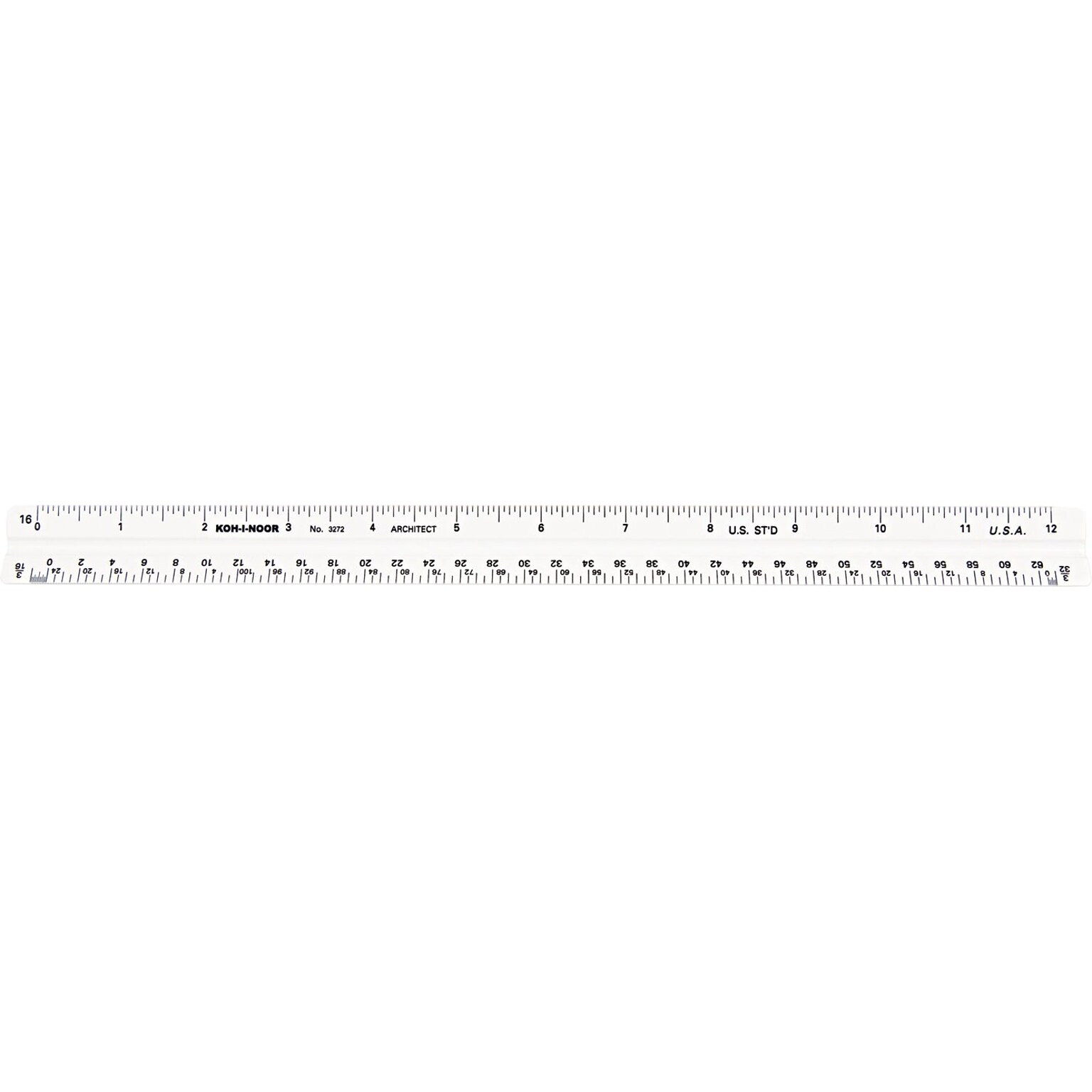 Koh-I-Noor Triangular Scale, Plastic, 12, Architectural Ruler, White (KOH3272BC)