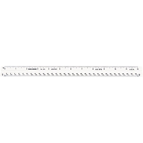 Koh-I-Noor Triangular Scale, Plastic, 12", Architectural Ruler, White ...