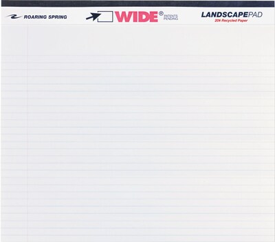 WIDE® Landscape Format Writing Pad, College Ruled, 11 x 9 1/2, White, 40 Sheets
