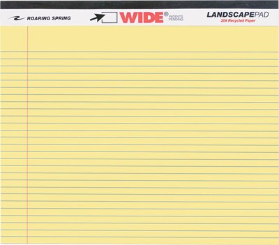 Roaring Spring Wide Notepad, 11 x 9 1/2, College Ruled, Canary Yellow, 40 Sheets/Pad (ROA74501)