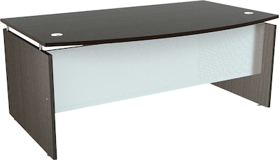 Alera® SedinaAG Woodgrain Laminate Base Bow Front Desk Shell, 72W, Espresso