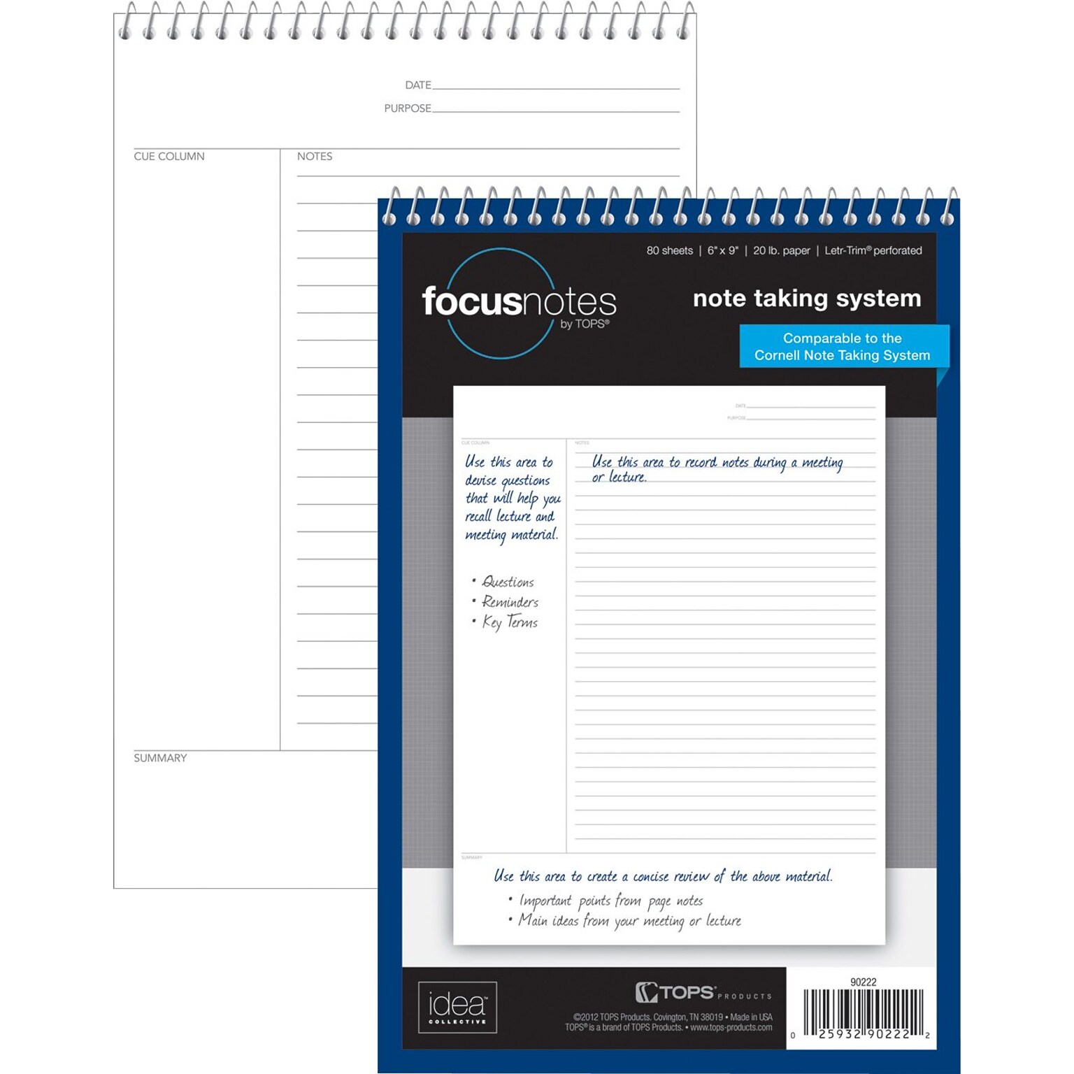 Tops FocusNotes Steno Pad, 6 x 9, White, 80 Sheets/Pad (90222)
