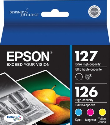 Epson T127/T126 Black Extra High Yield and Cyan, Magenta and Yellow High Yield Ink Cartridges, 4/Pac