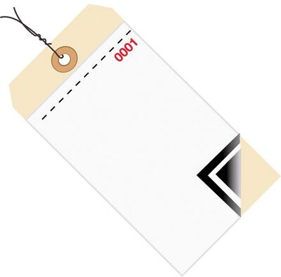 Staples - 6 1/4 x 3 1/8 - (0001-0499) Inventory Tags 3 Part Blank w/Carbon #8 - Pre-Wired, 500/Case