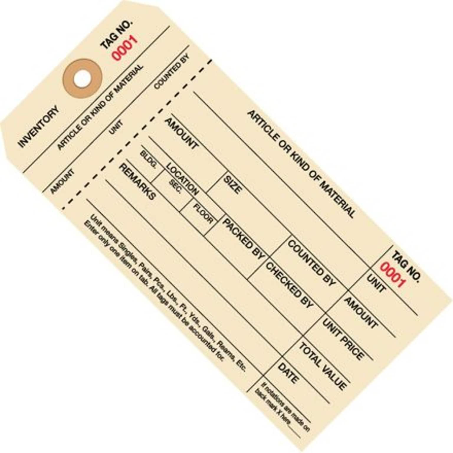 Quill Brand® - 6 1/4 x 3 1/8 - (8000-8999) Inventory Tags 1 Part Stub Style #8, 1000/Case