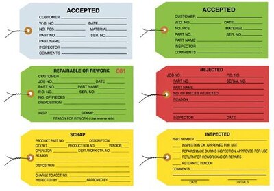 Quill Brand® - 4 3/4 x 2 3/8 - Repairable or Rework Inspection Tag - Pre-Wired, 1000/Case