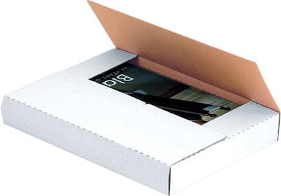 11 1/8 x 8 5/8 x 1 - Staples White Easy-Fold Mailer, 50/Bundle