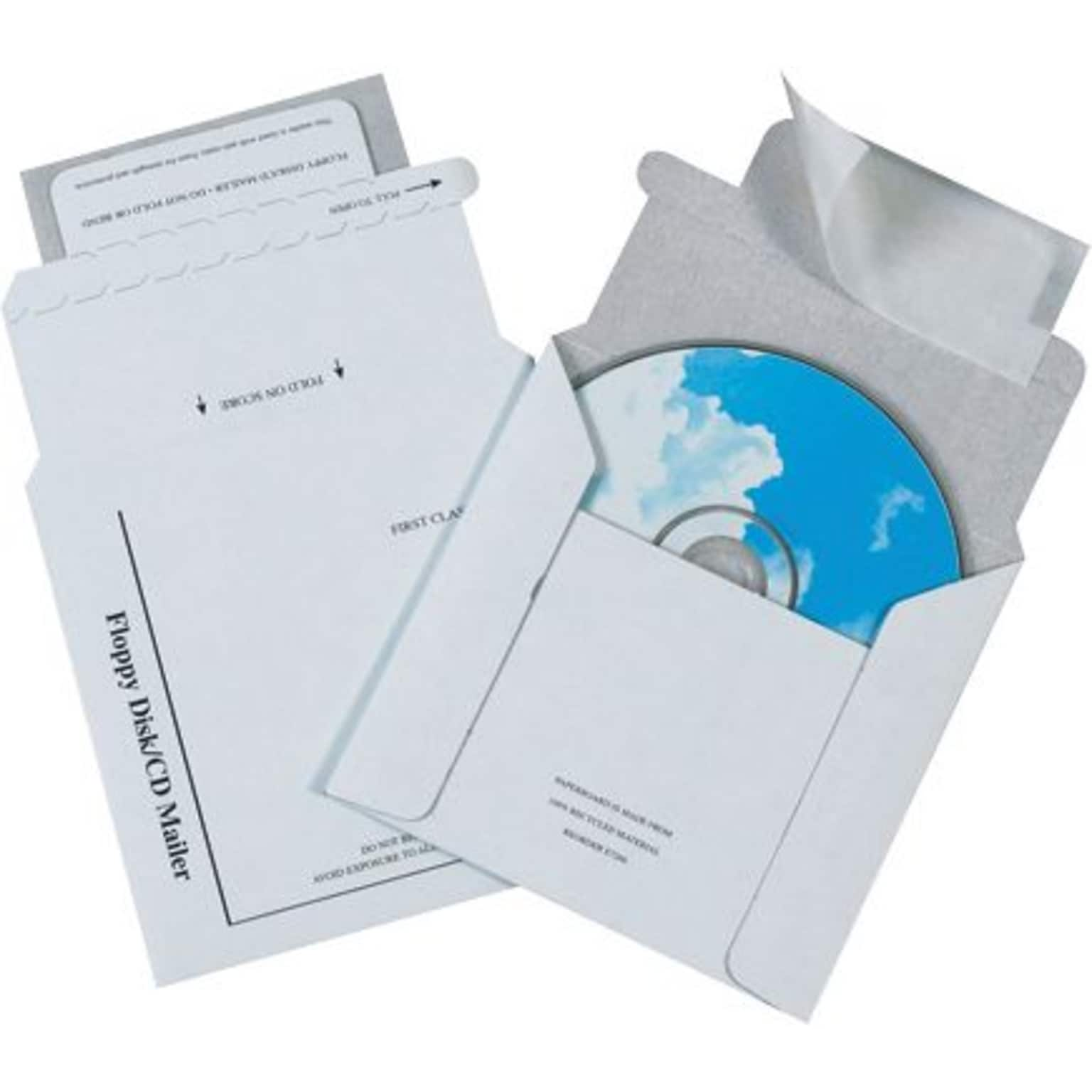 Partners Brand Foam Lined CD Mailers, 5 1/8 x 5 x 3, White, 100/Case (MM1150)