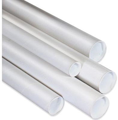 4 x 48 - Staples White Mailing Tubes with Cap, 15/Case