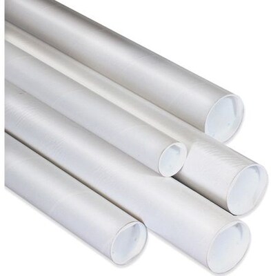 3 x 20 - Staples White Mailing Tubes with Cap, 24/Case