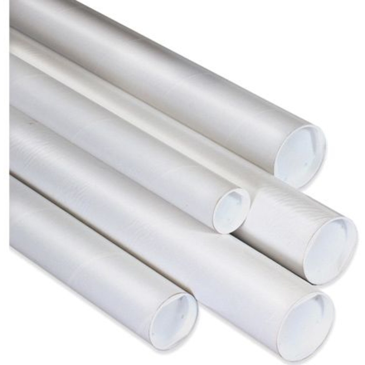 2 1/2 x 26 - Staples White Mailing Tubes with Cap, 34/Case