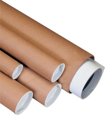 2 x 25 - Quill Brand® Kraft Mailing Tube with Caps, 50/Case