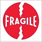 Tape Logic Fragile (Round) Tape Logic Shipping Label, 4" x 4", 500/Roll