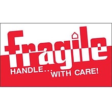Tape Logic Fragile - Handle With Care! Shipping Label, 3 x 5, 500/Roll