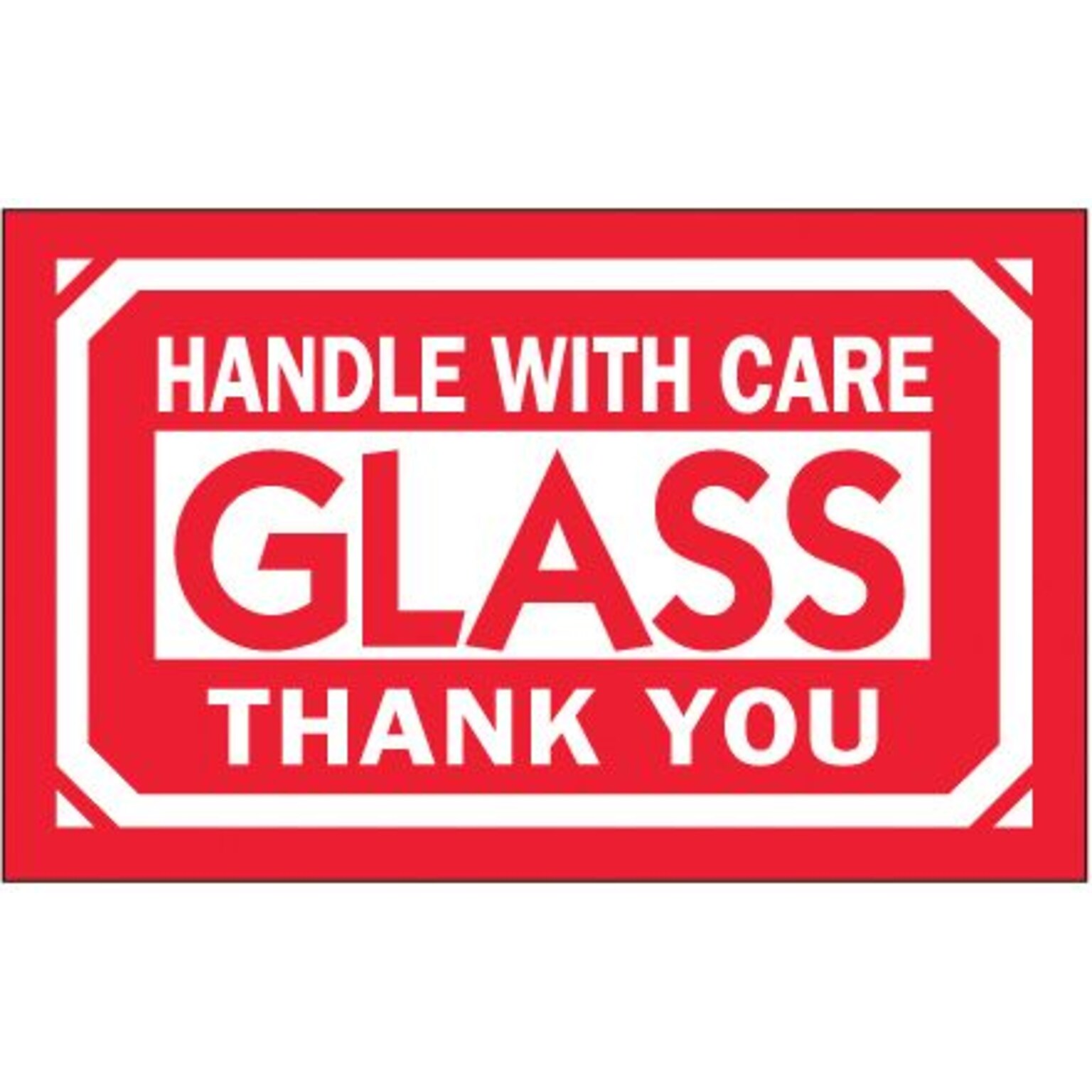 Tape Logic Glass - Handle With Care Thank You Shipping Label, 3 x 5, 500/Roll