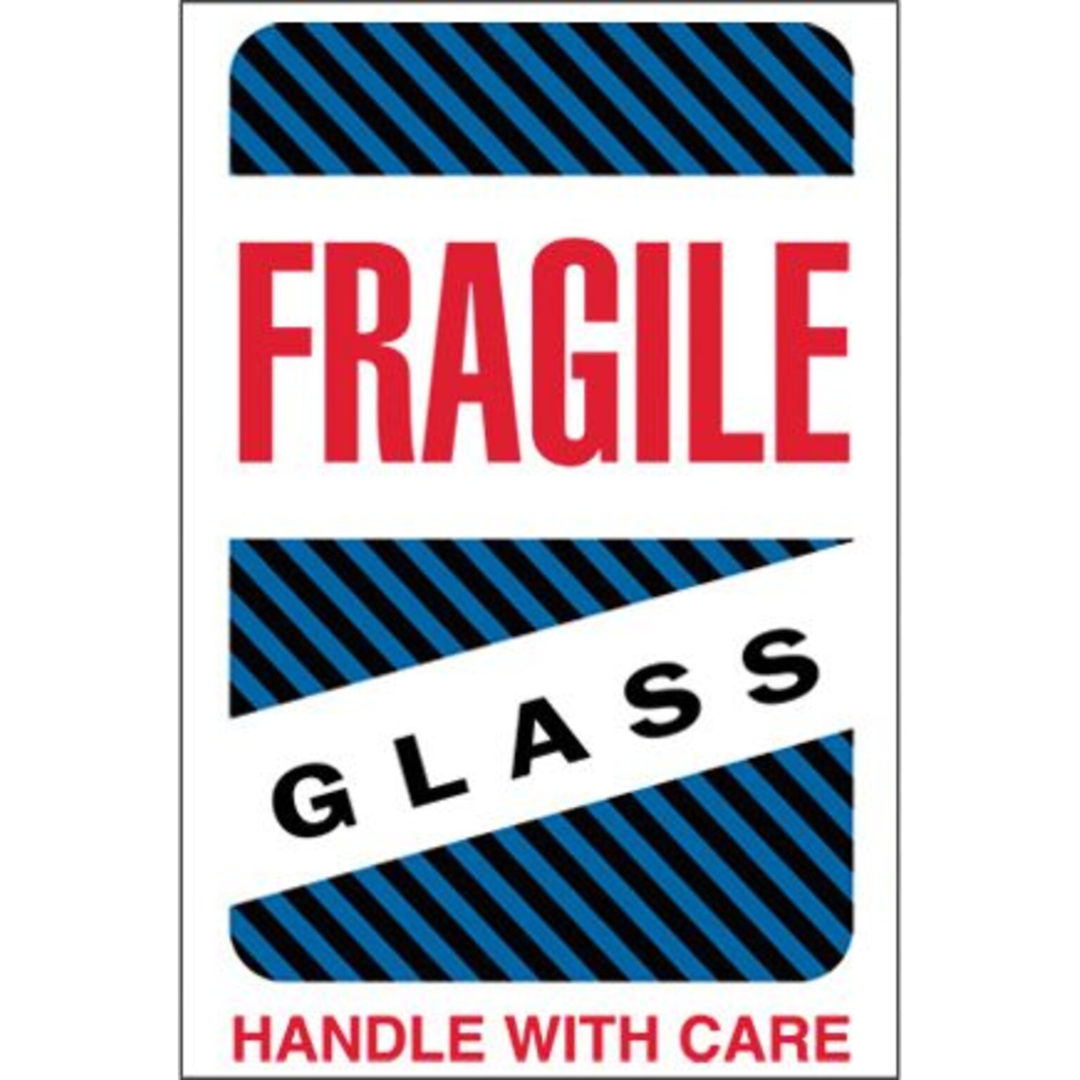 Tape Logic Fragile - Glass - Handle With Care Shipping Label, 4 x 6, 500/Roll