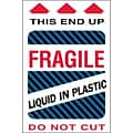 Tape Logic® Labels, Fragile - Liquid in Plastic, 4 x 6, Multiple, 500/Roll