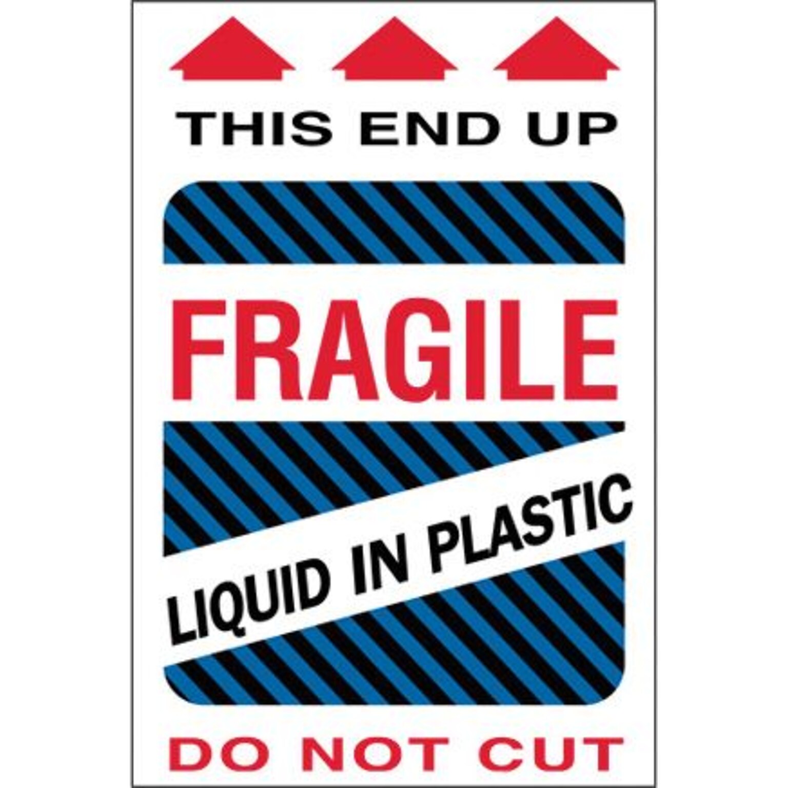 Tape Logic® Labels, Fragile - Liquid in Plastic, 4 x 6, Multiple, 500/Roll