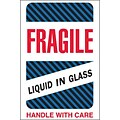 Tape Logic Fragile - Liquid in Glass Shipping Label, 4 x 6, 500/Roll