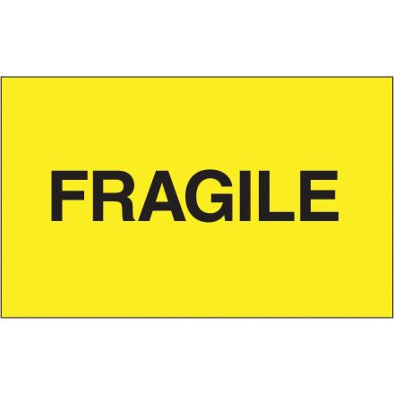 Tape Logic® Labels, Fragile, Fluorescent Yellow, 3 x 5, 500/Roll